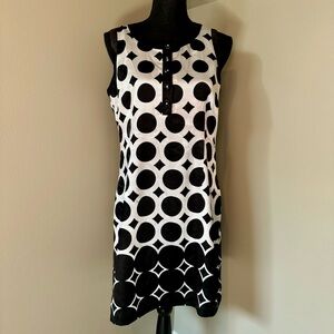BCBGMaxazria‎ sleeveless black and white dress dots & diamonds pattern size M